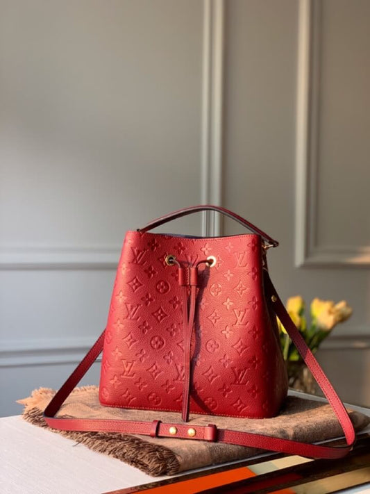 m45305 neonoe shoulder bag cross body bags red calfskin monogram empreint