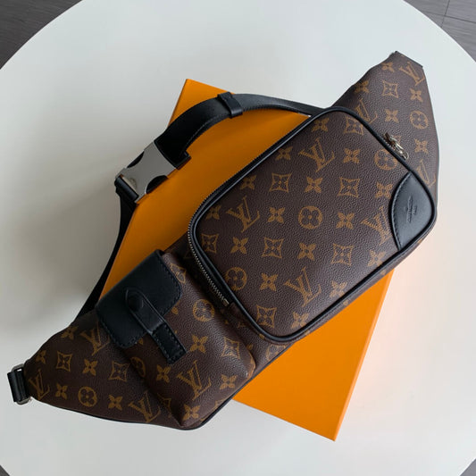 m45337 damier graphite cross body bags brown fanny pack calfskin mens bag