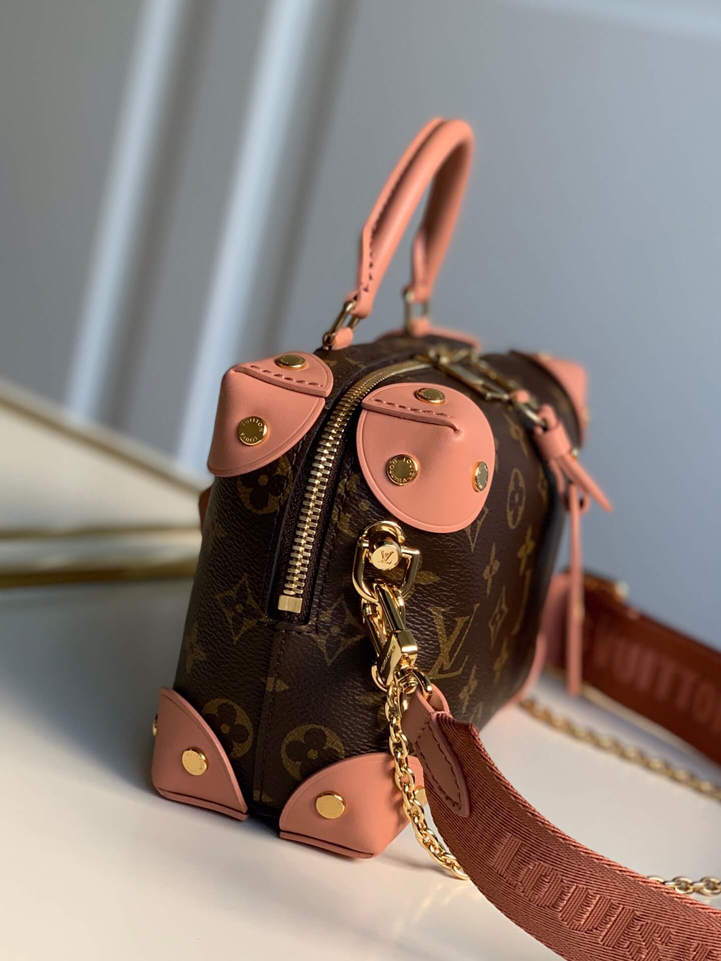 m45531 petite malle souple handbag shoulder bag cross body bags pink calfskin monogram