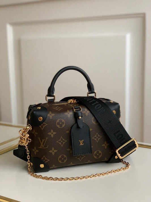 m45571 petite malle souple handbag shoulder bag cross body bags black calfskin monogram