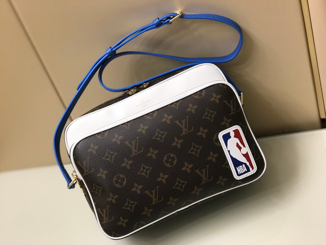 m45584 nba messenger bag shoulder bag cross body bags white calfskin monogram