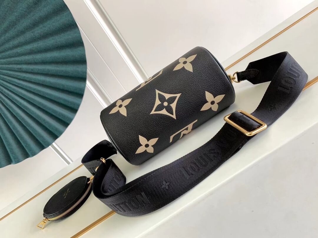 m45708 papillon bb prefall papillon trunk toile shoulder bag black calfskin monogram empreinte