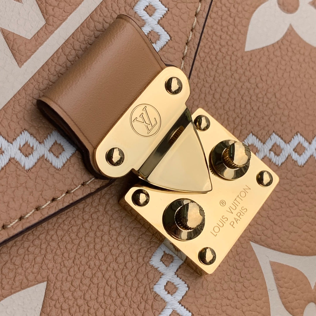 gold hardware for shoulder bag brown