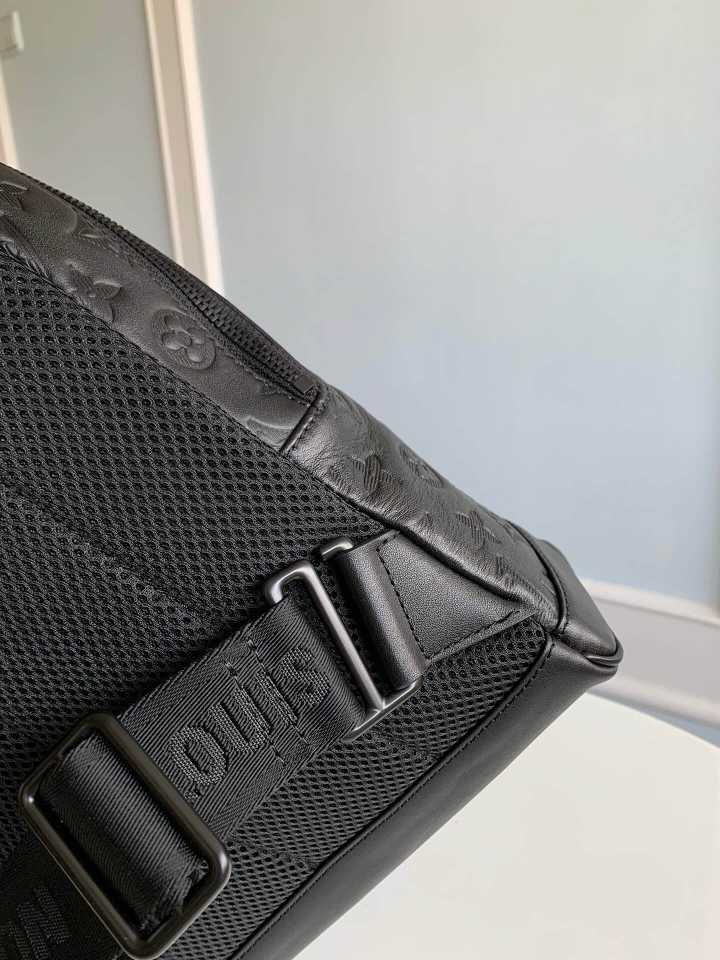 m46107 racer monogram shadow chest bag black calfskin