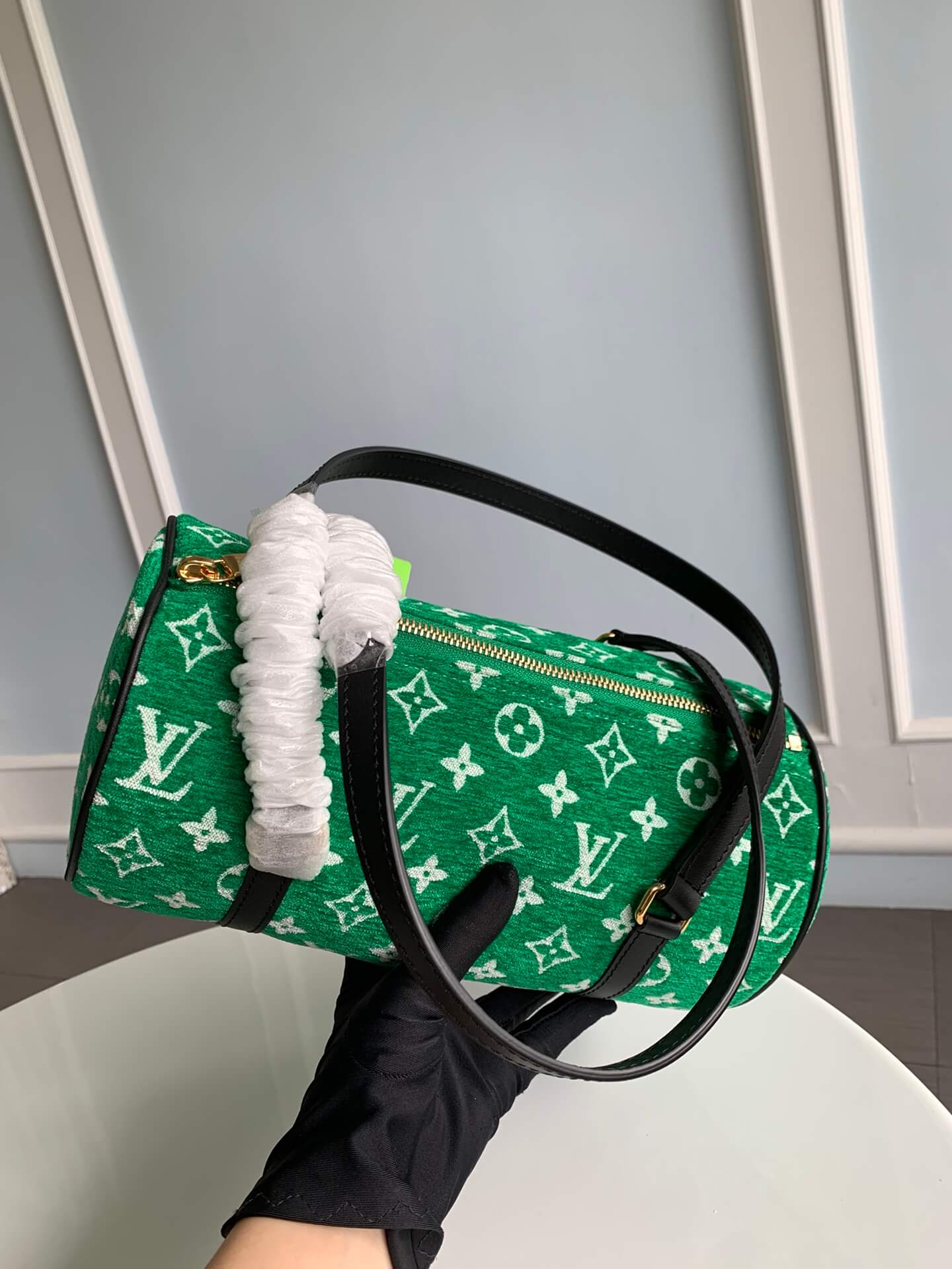 m46206 nicolas ghesquiere monogram handbag subaxillary bag green cowhide leather