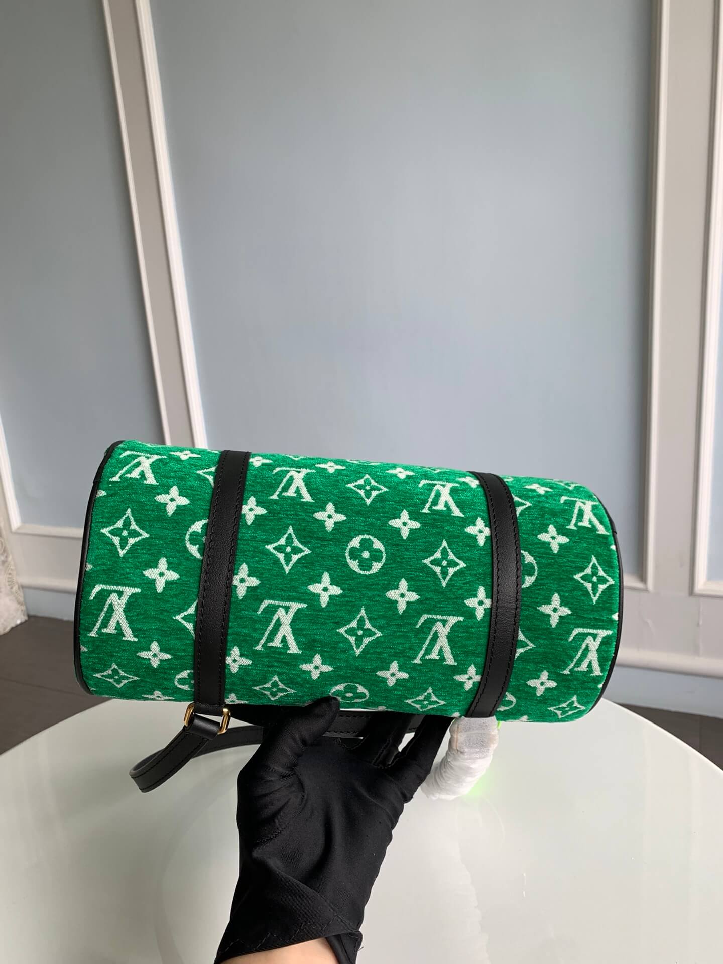 m46206 nicolas ghesquiere monogram handbag subaxillary bag green cowhide leather