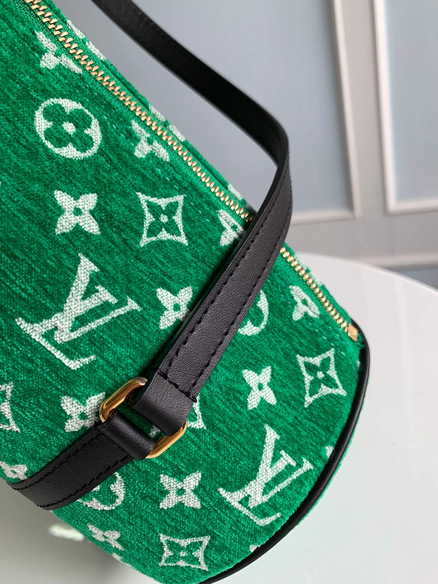 m46206 nicolas ghesquiere monogram handbag subaxillary bag green cowhide leather