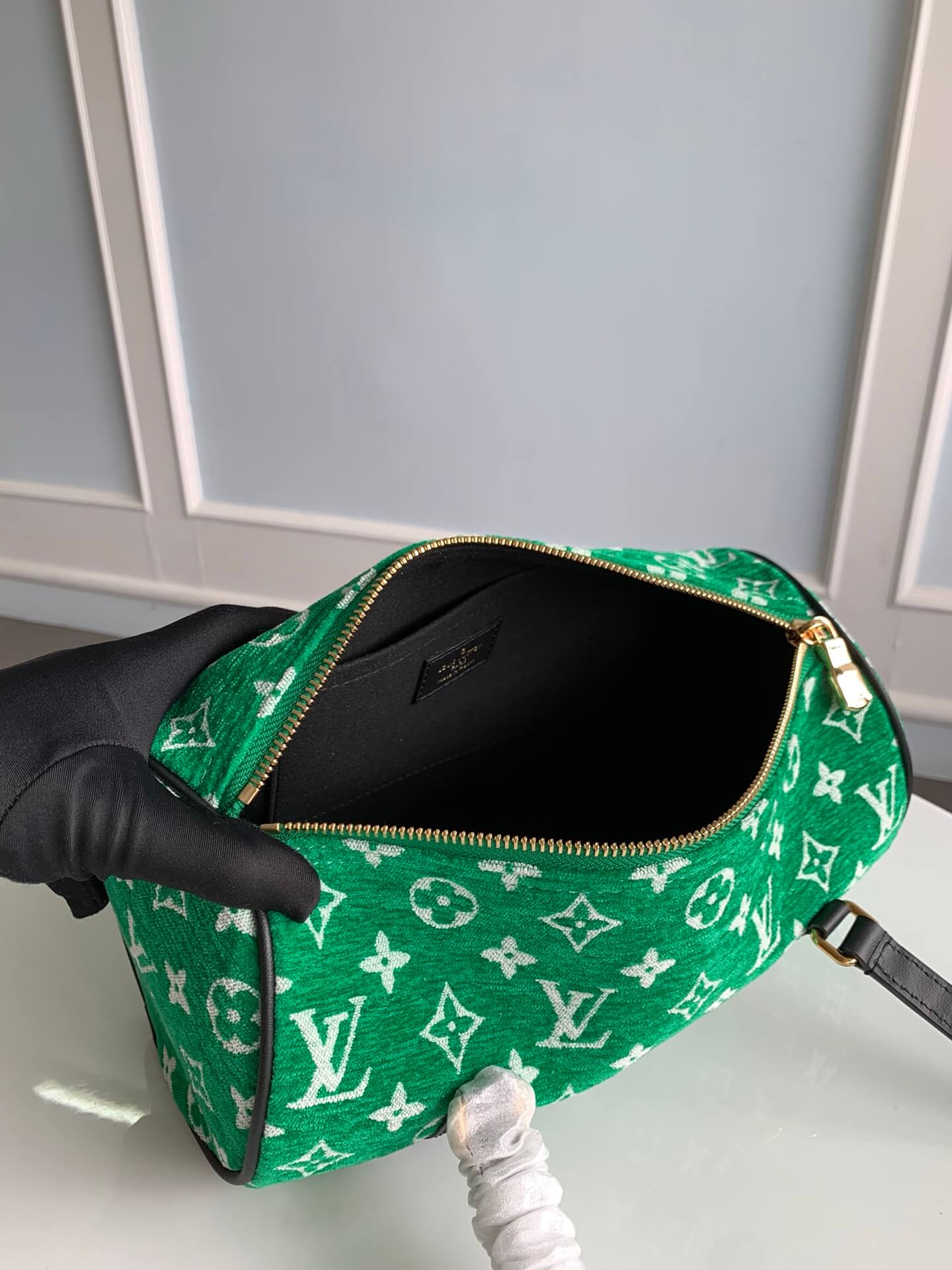 m46206 nicolas ghesquiere monogram handbag subaxillary bag green cowhide leather