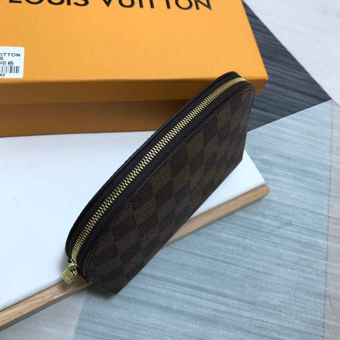 m47515 brown damier 17cm cosmetic pouch cowhide real leather