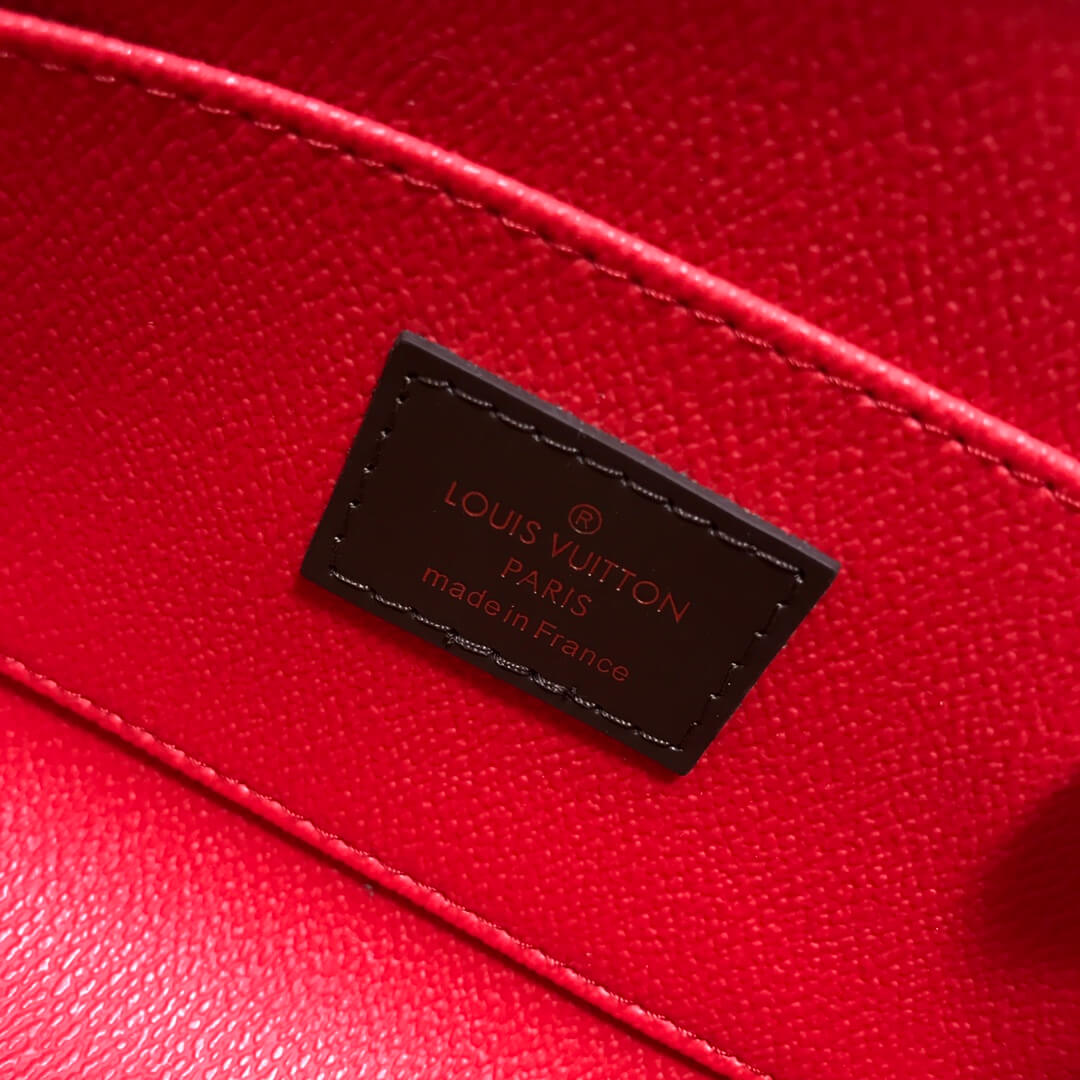 m47515 brown damier 17cm cosmetic pouch cowhide real leather