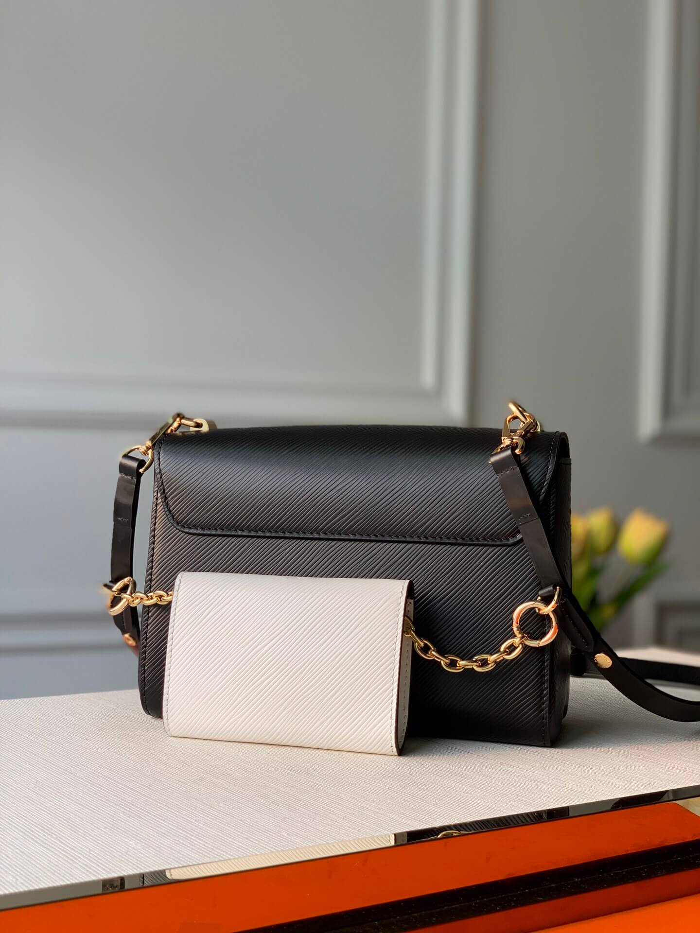 m50280 shoulder bag cross body bags black leather rose gold