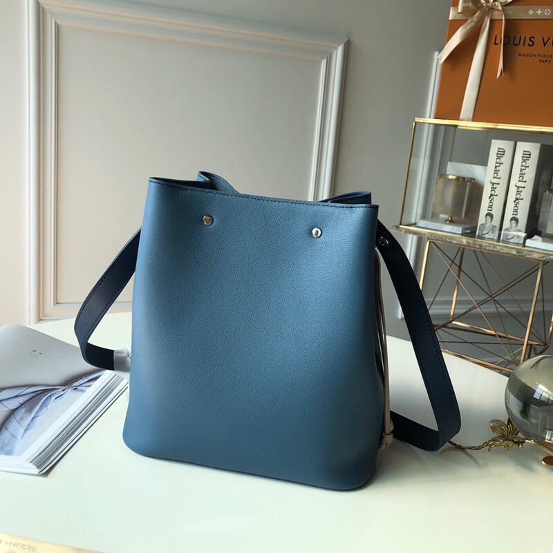 m51413 lockme bucket bucket bag handbag shoulder bag blue lambskin wist champagne bottle