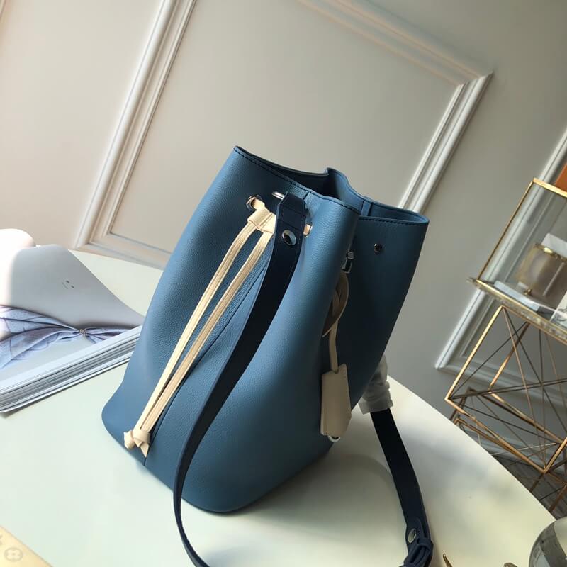 m51413 lockme bucket bucket bag handbag shoulder bag blue lambskin wist champagne bottle