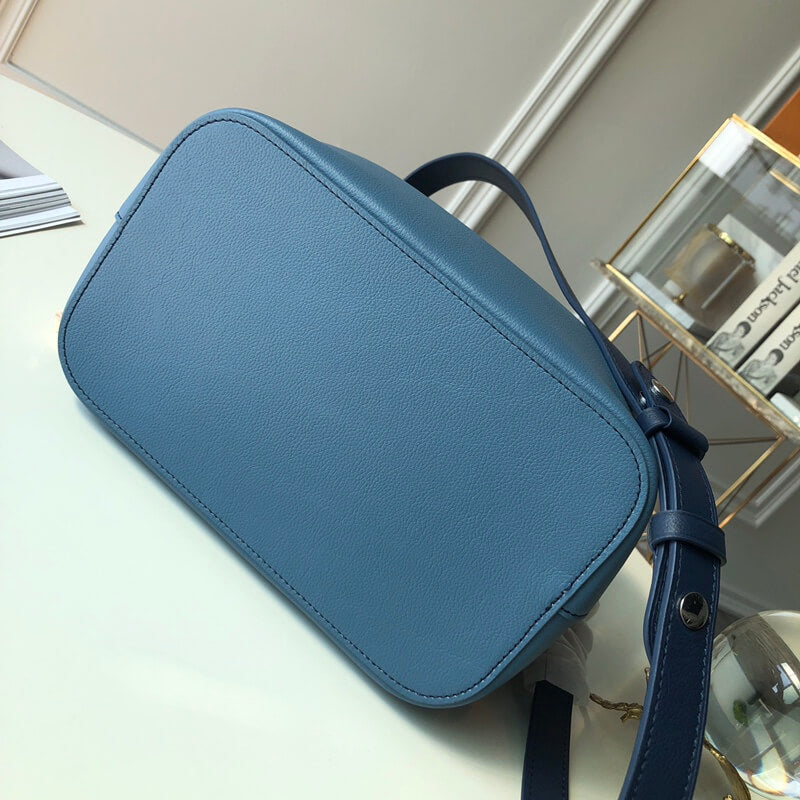 m51413 lockme bucket bucket bag handbag shoulder bag blue lambskin wist champagne bottle