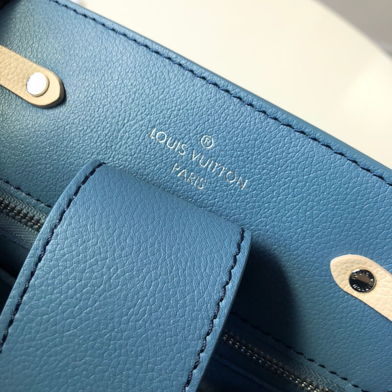 m51413 lockme bucket bucket bag handbag shoulder bag blue lambskin wist champagne bottle