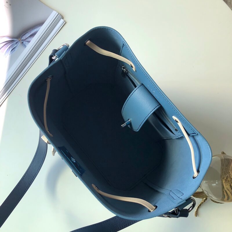 m51413 lockme bucket bucket bag handbag shoulder bag blue lambskin wist champagne bottle