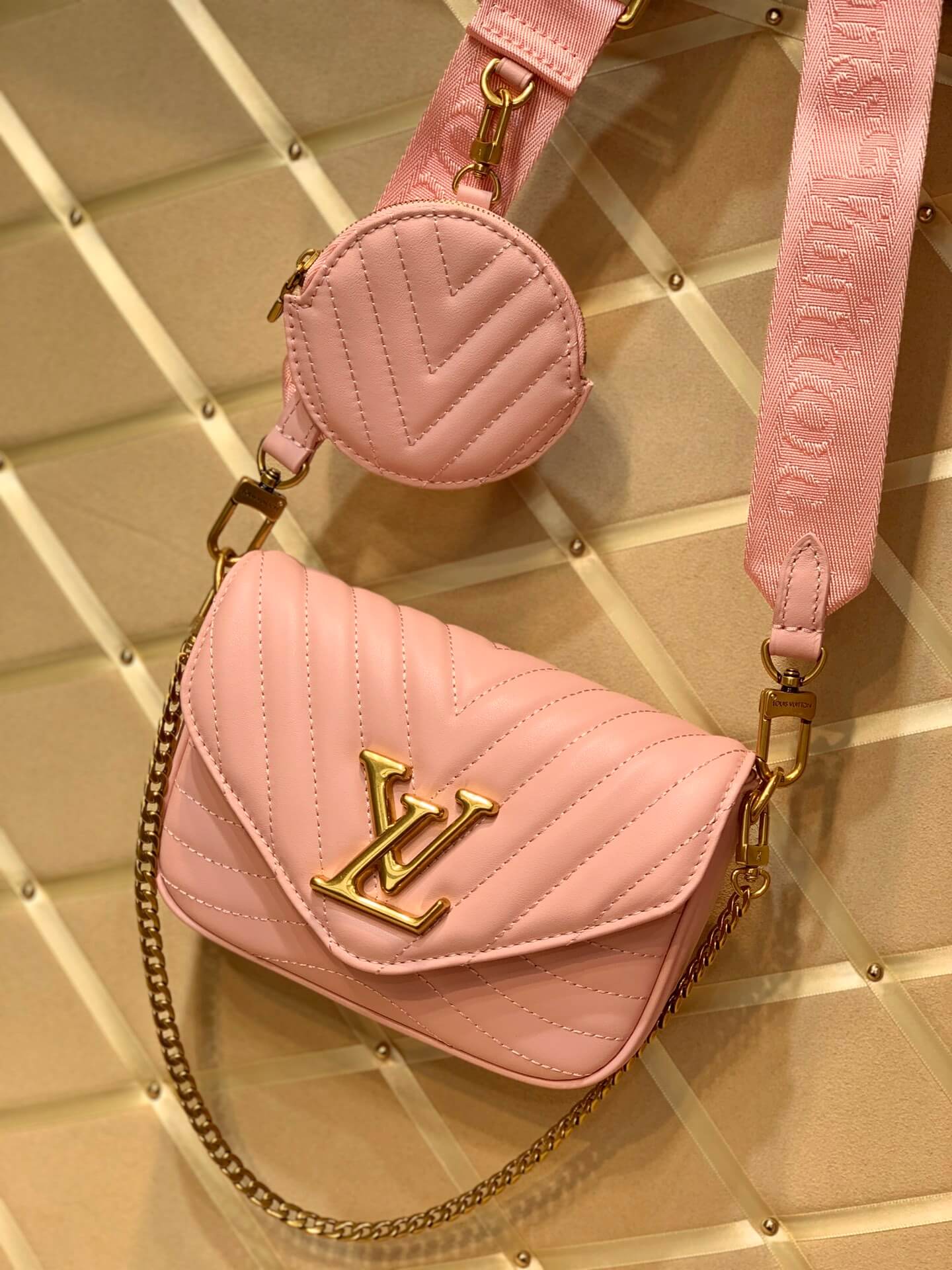 m56468 multi pochette new wave subaxillary bag cross body bags shoulder bag pink calfskin