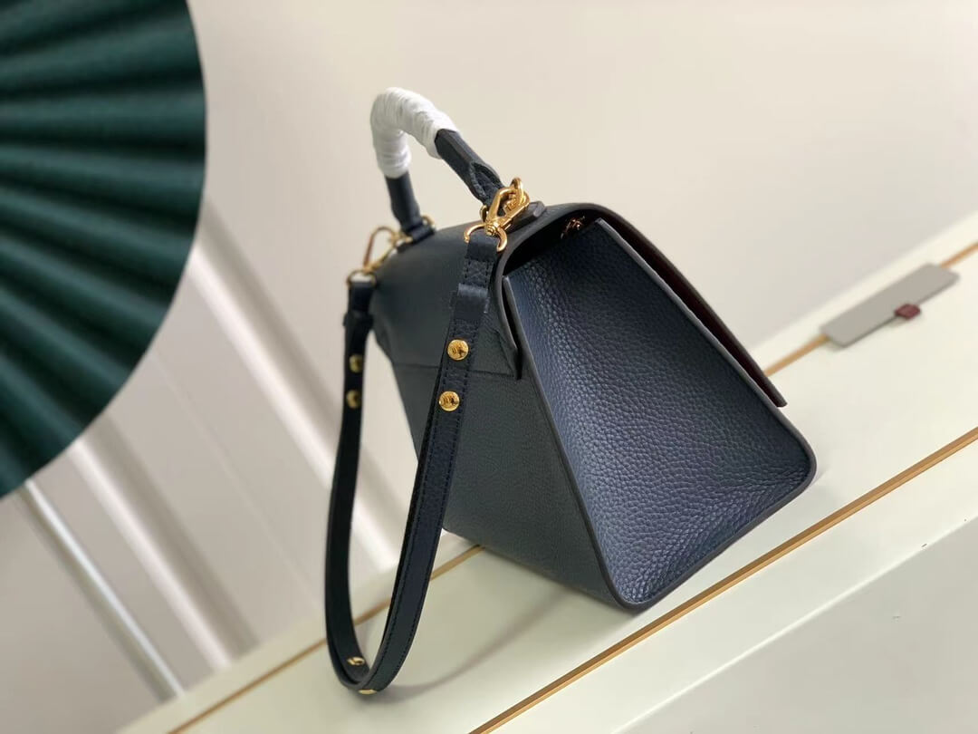 m57090 twist one handle blue handbag 29cm cowhide real leather
