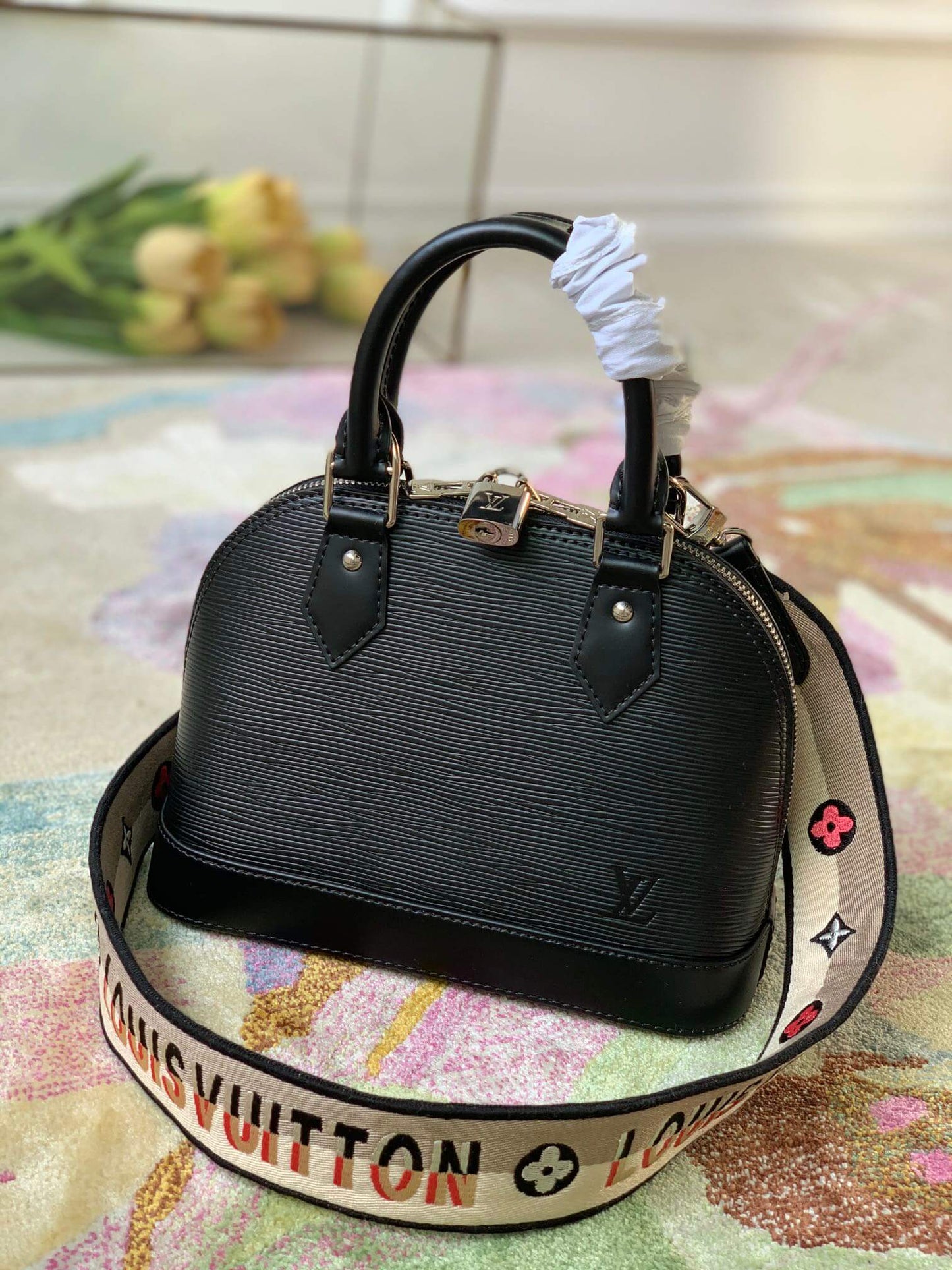 m57426 alma bb epi handbag shoulder bag cross body bags black calfskin monogram