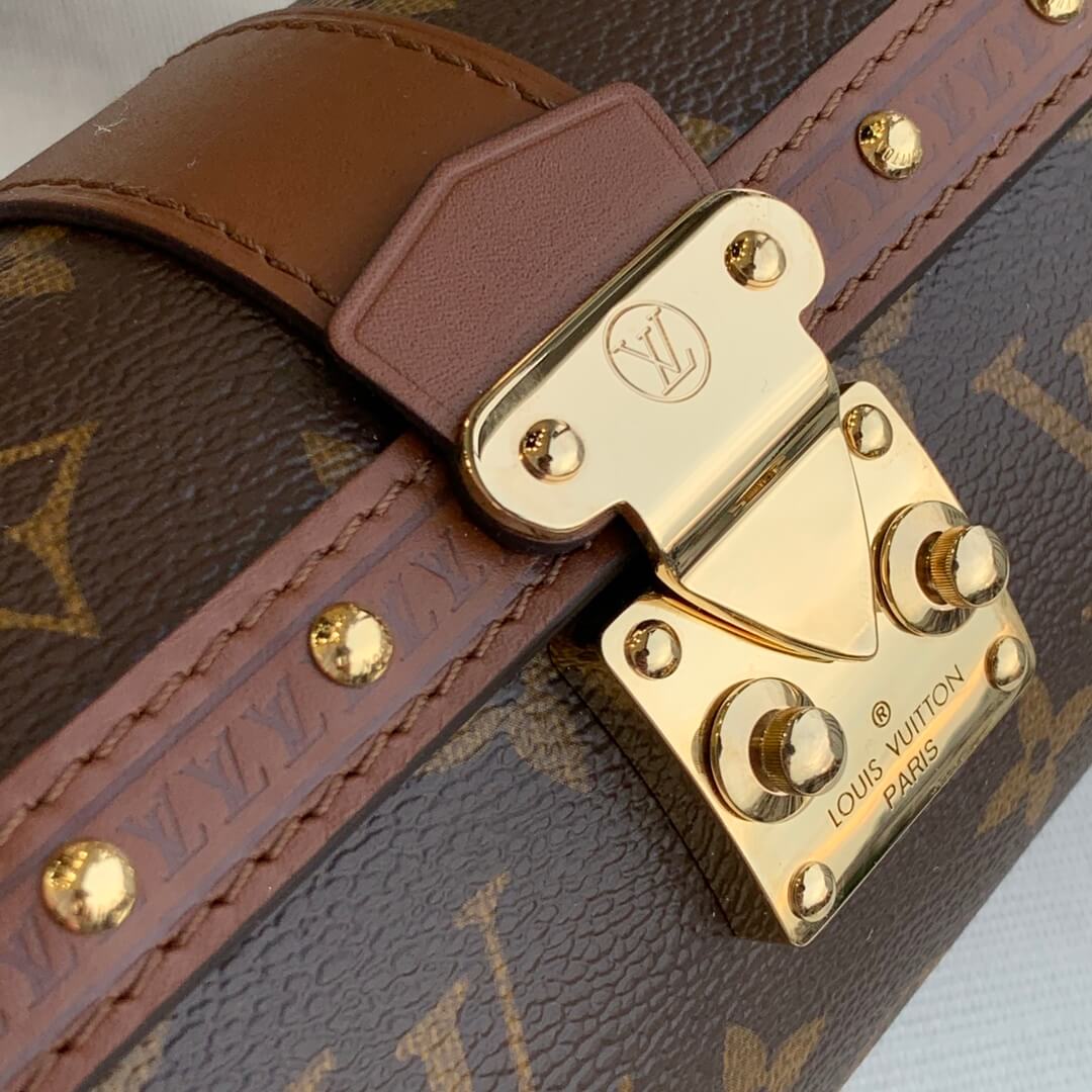 m57835 papillon bb prefall papillon trunk toile shoulder bag brown calfskin monogram