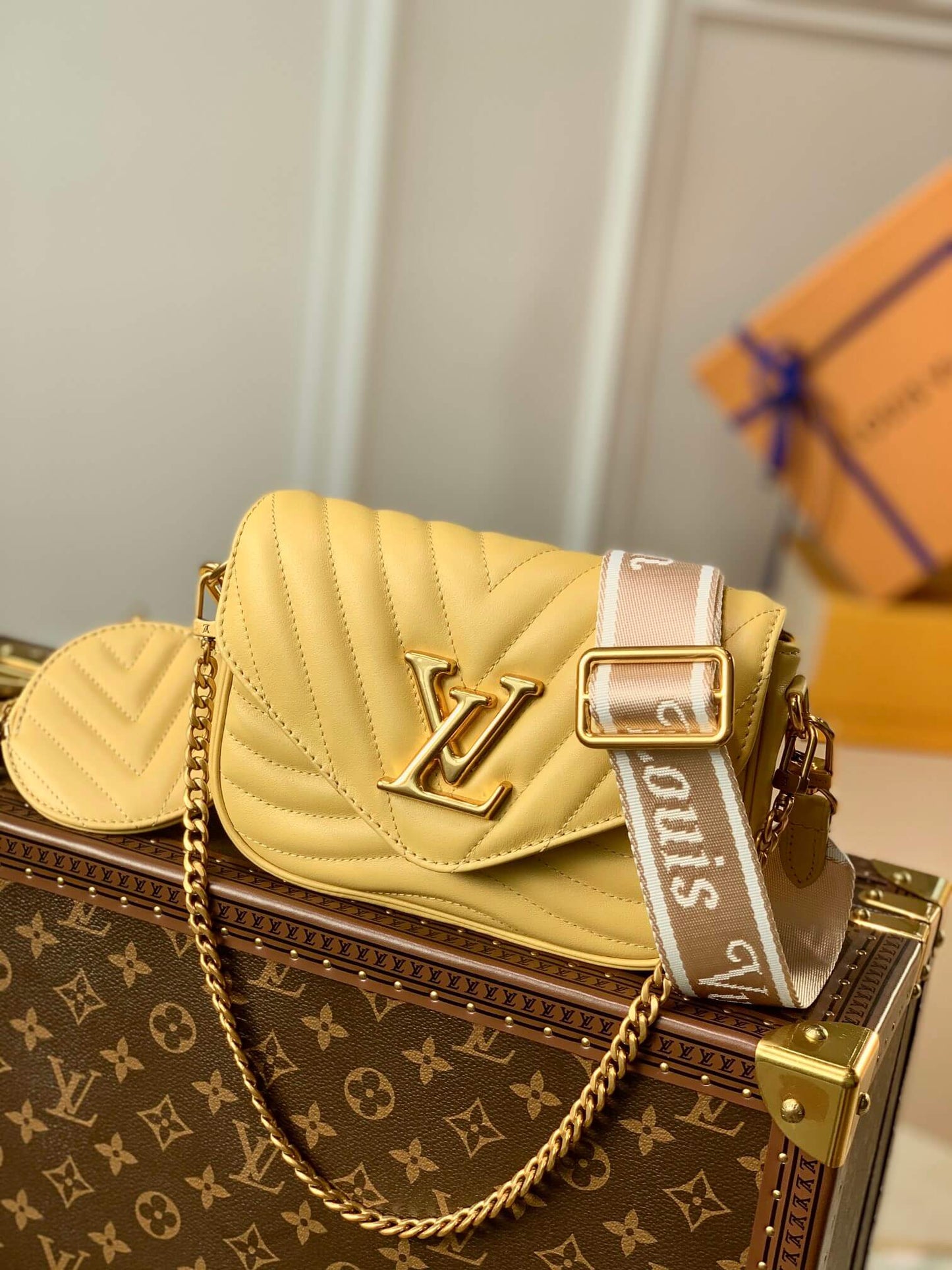 m57942 new wave multi pochette handbag cross body bags shoulder bag yellow calfskin