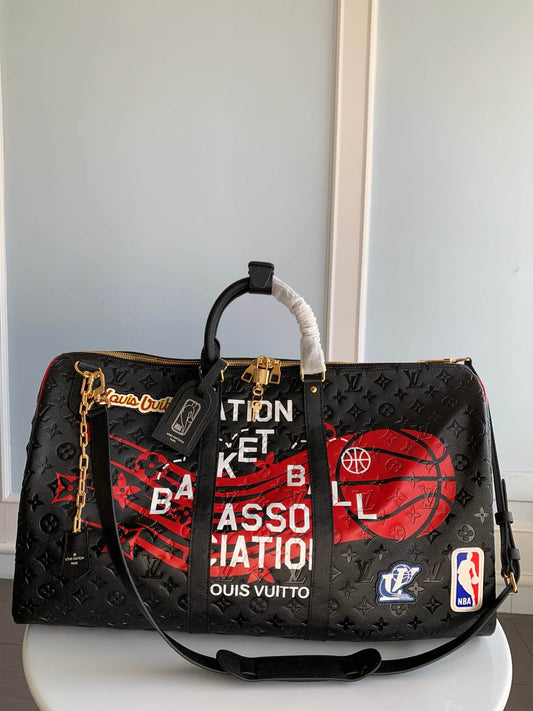 m58516 keepall bandouliere 55 tuffetage handbag cross body bags shoulder bag black calfskin monogram