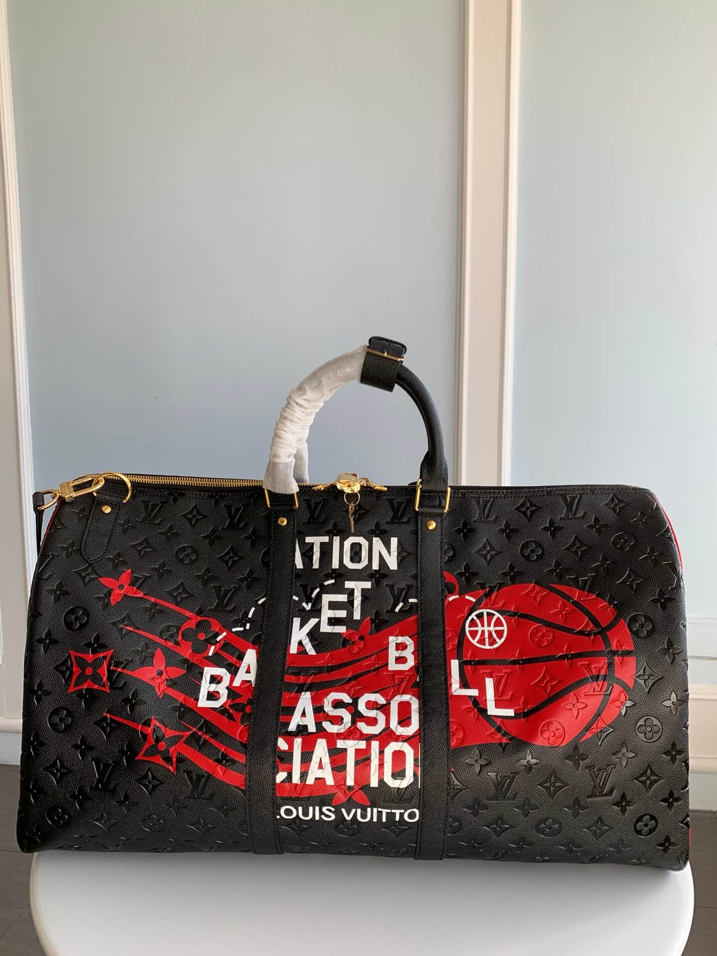 m58516 keepall bandouliere 55 tuffetage handbag cross body bags shoulder bag black calfskin monogram