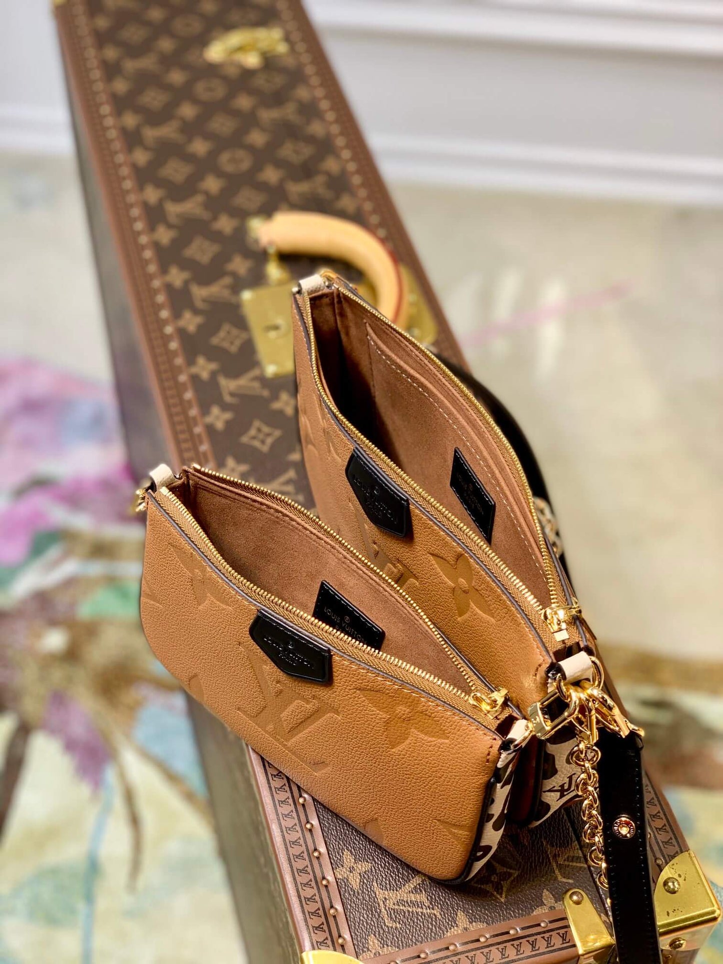 m58520 multi pochette accessoires cross body bags shoulder bag brown calfskin wild at heart monogram empreinte