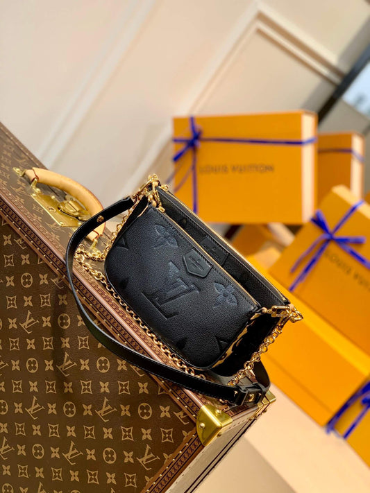 m58520 multi pochette accessoires cross body bags shoulder bag black calfskin wild at heart monogram empreinte