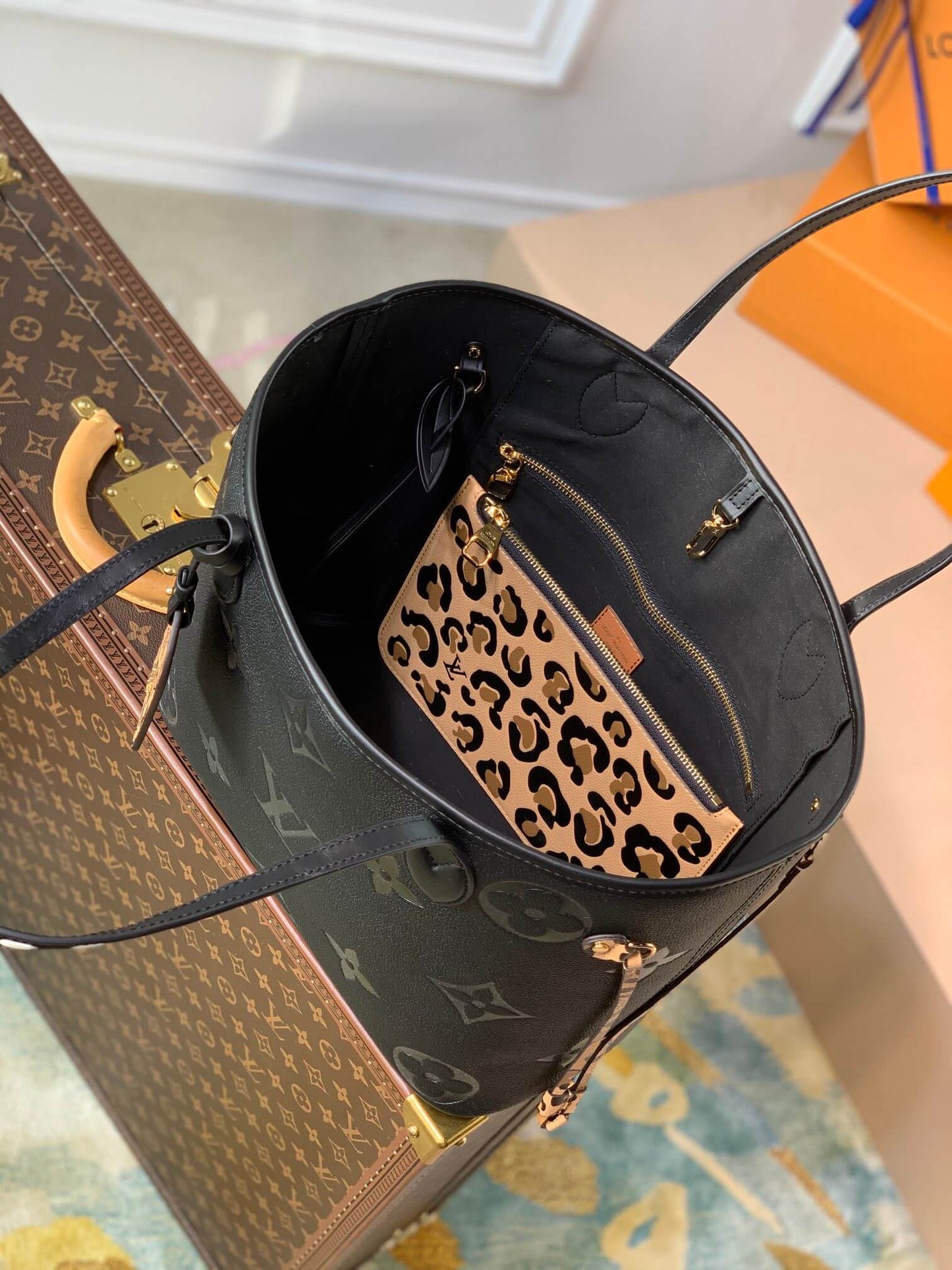 m58525 match neverfull monogram handbag black calfskin monogram