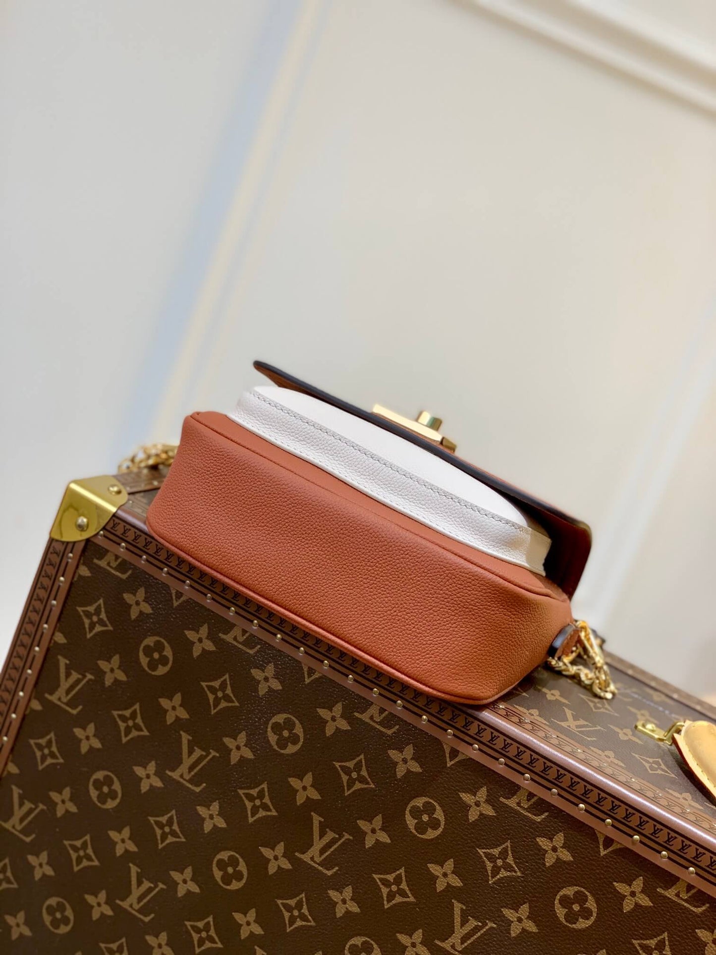 m58557 lockme tender shoulder bag cross body bags brown lambskin