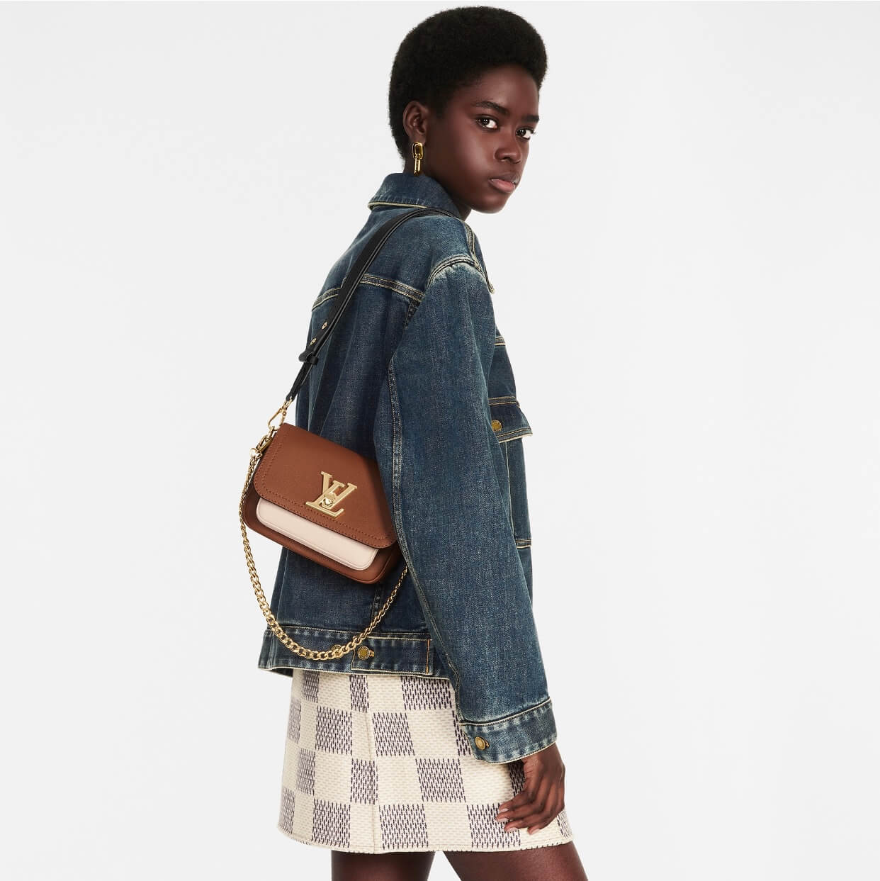 m58557 lockme tender shoulder bag cross body bags brown lambskin