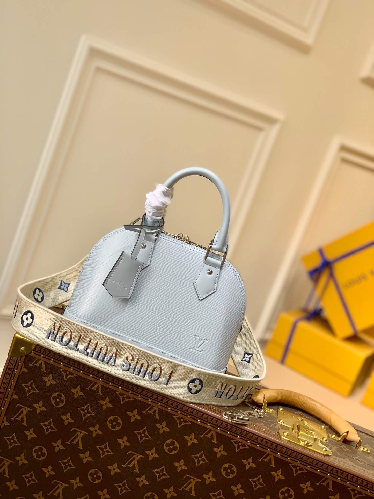 m59345 alma bb handbag shoulder bag cross body bags blue calfskin monogram