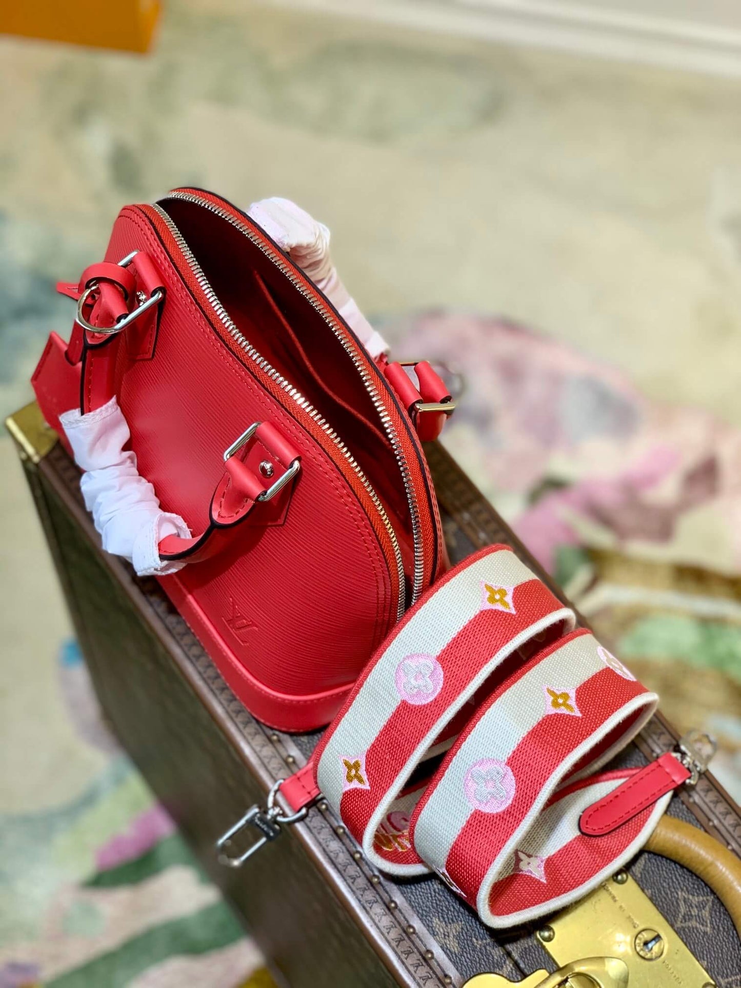 m59346 alma bb handbag shoulder bag cross body bags red calfskin monogram