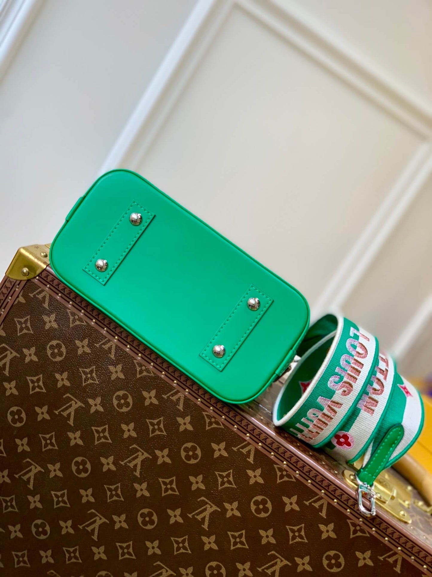 m59357 alma bb handbag shoulder bag cross body bags green calfskin monogram