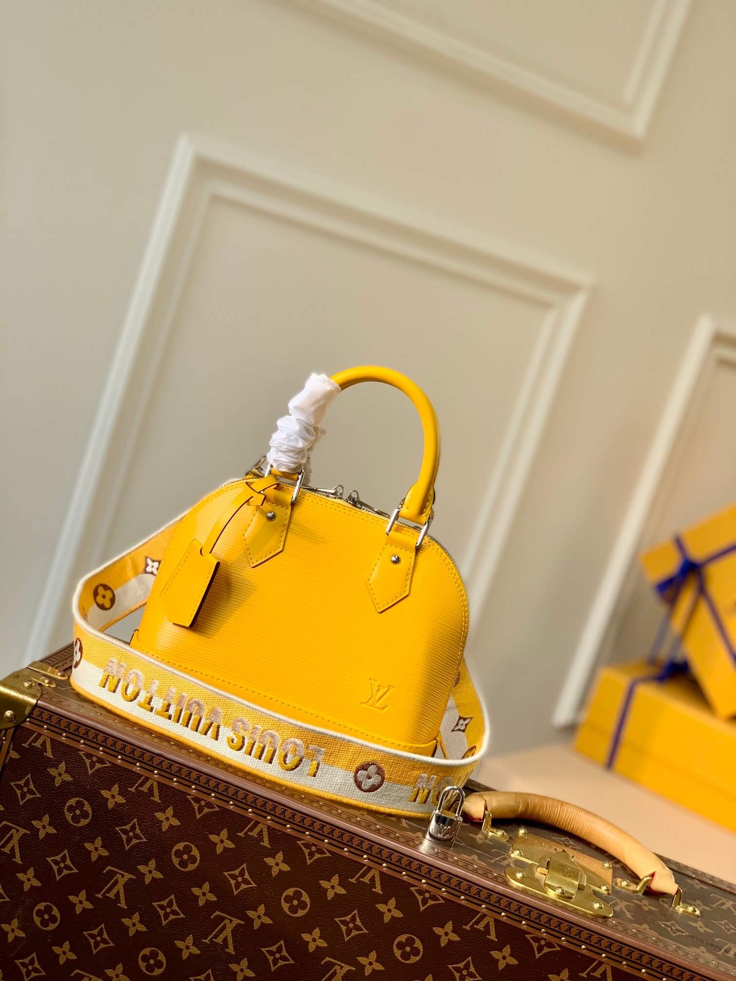 m59358 alma bb handbag shoulder bag cross body bags yellow calfskin monogram