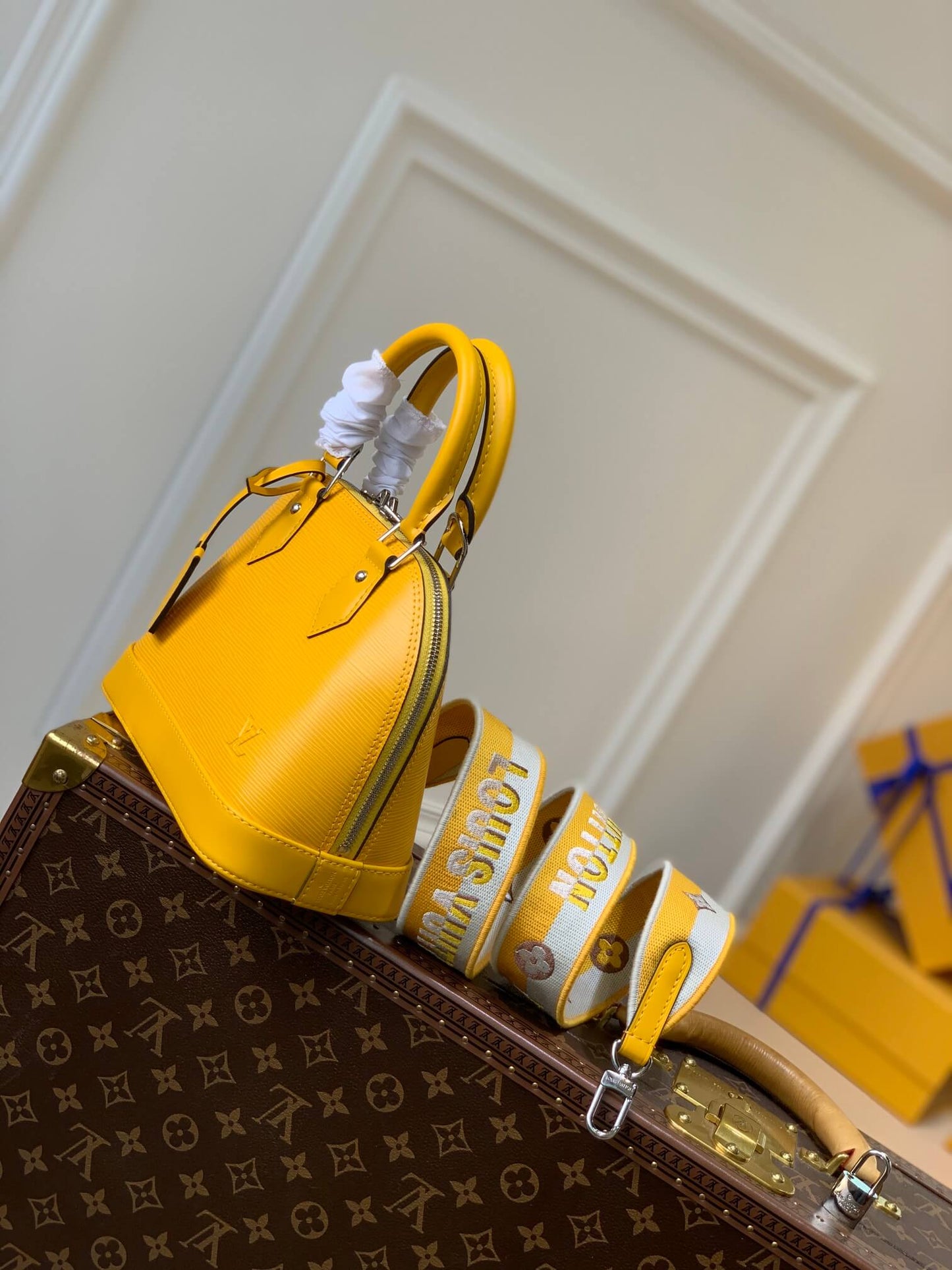 m59358 alma bb handbag shoulder bag cross body bags yellow calfskin monogram