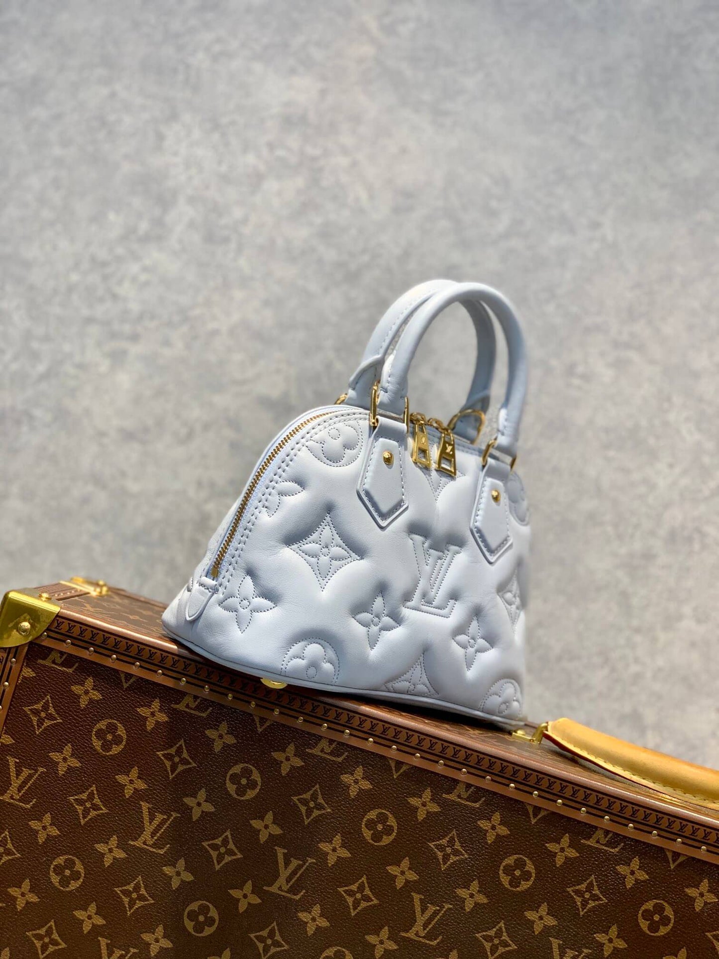m59822 alma bb handbag shoulder bag cross body bags blue calfskin monogram