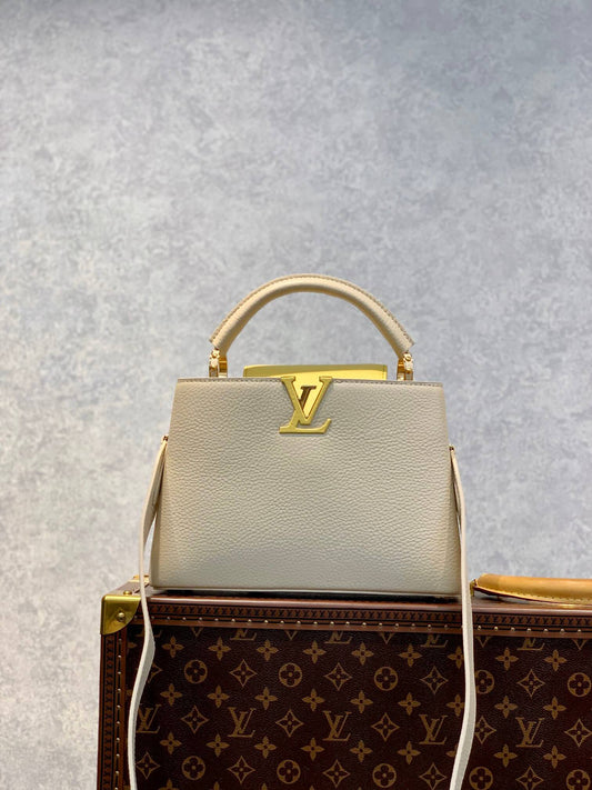 m59883 capucines taurillon handbag shoulder bag cross body bags milk white calfskin monogram