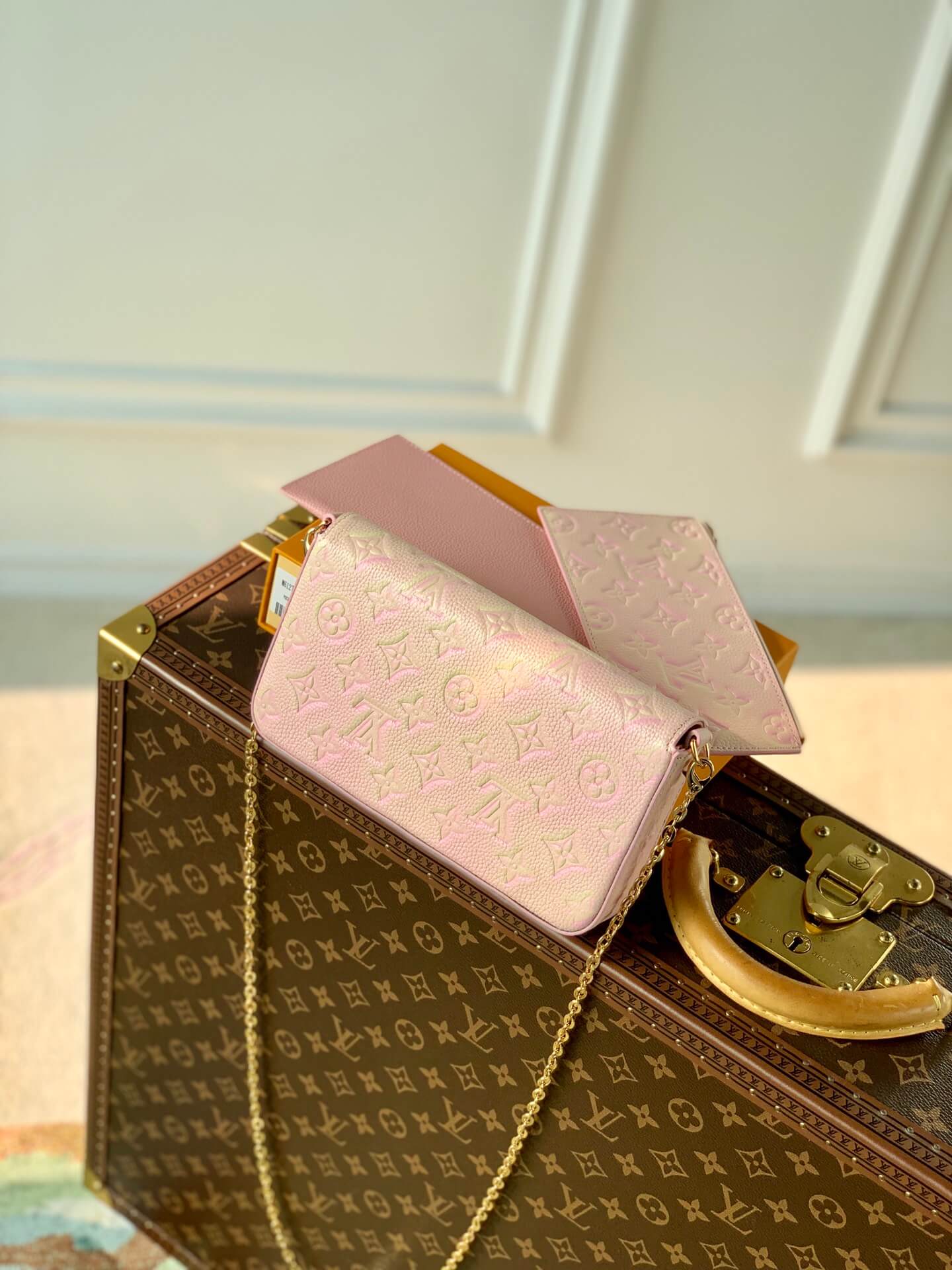 m61276 felicie pochette clutch bag shoulder bag monogram canvas pink