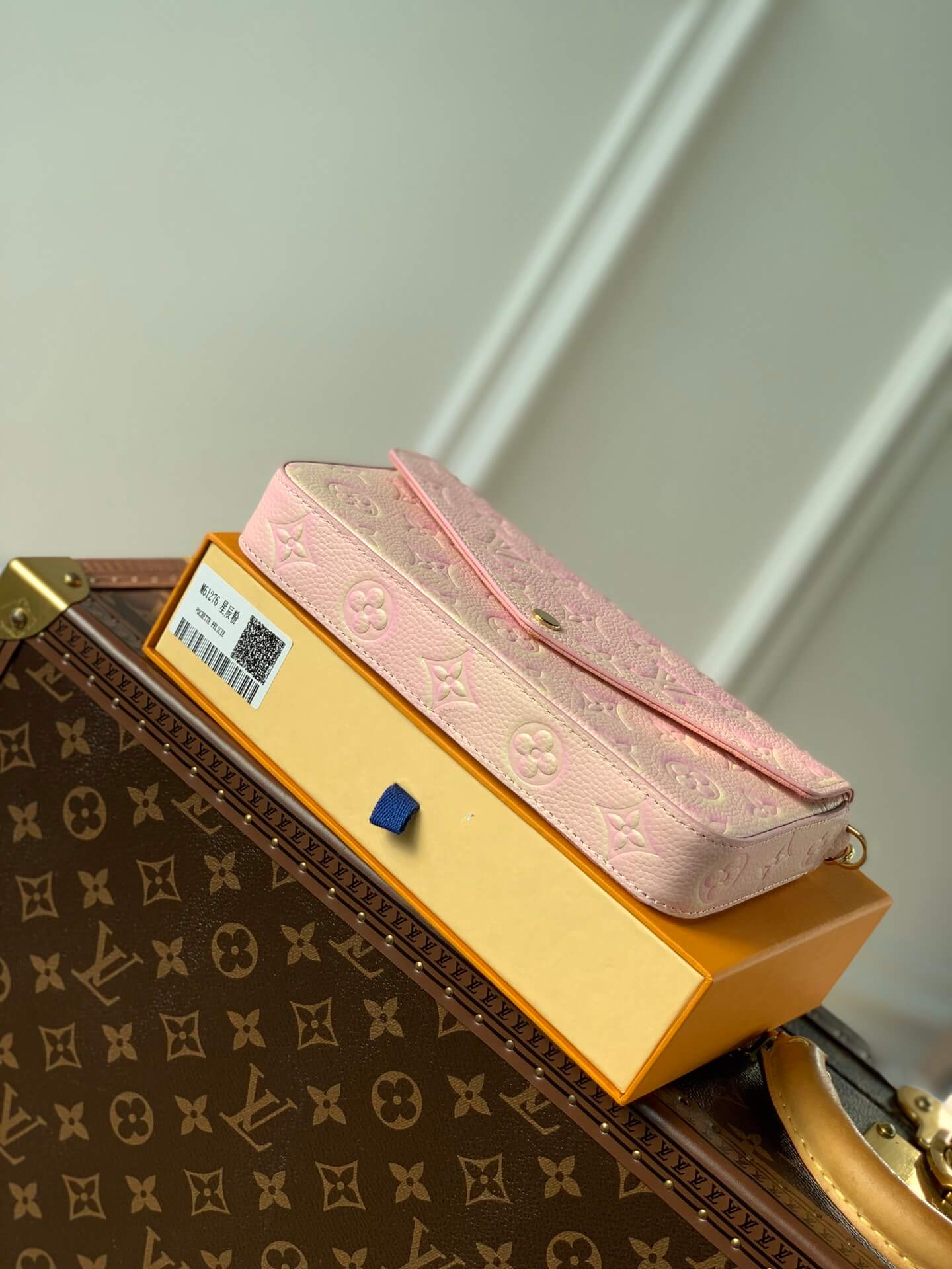 m61276 felicie pochette clutch bag shoulder bag monogram canvas pink