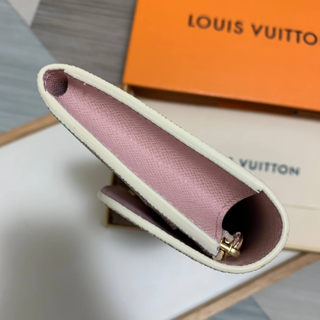 louis vuitton lv m61289 emilie wallet damier canvas white pink