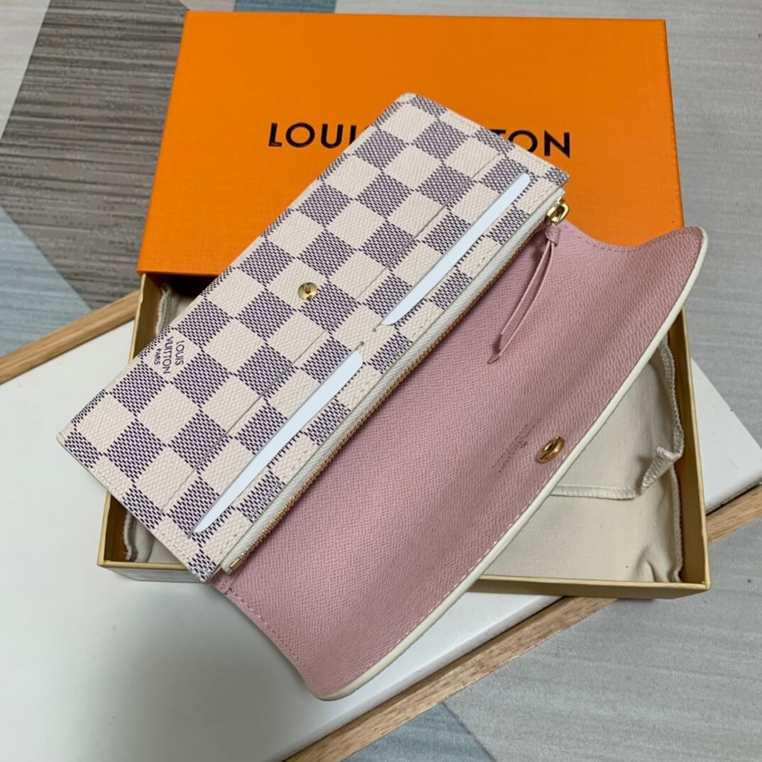 louis vuitton lv m61289 emilie wallet damier canvas white pink