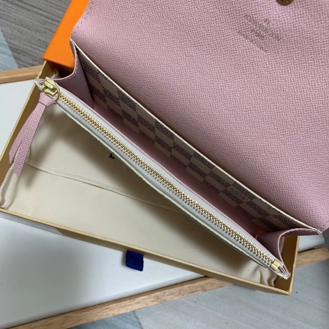 louis vuitton lv m61289 emilie wallet damier canvas white pink