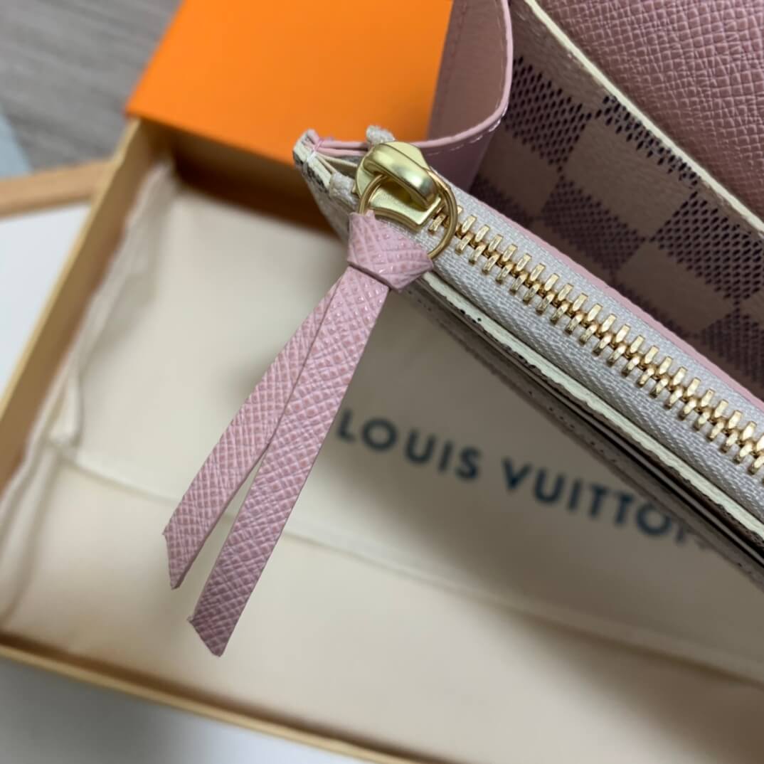 louis vuitton lv m61289 emilie wallet damier canvas white pink