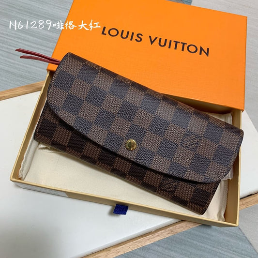 louis vuitton lv m61289 emilie wallet damier canvas brown