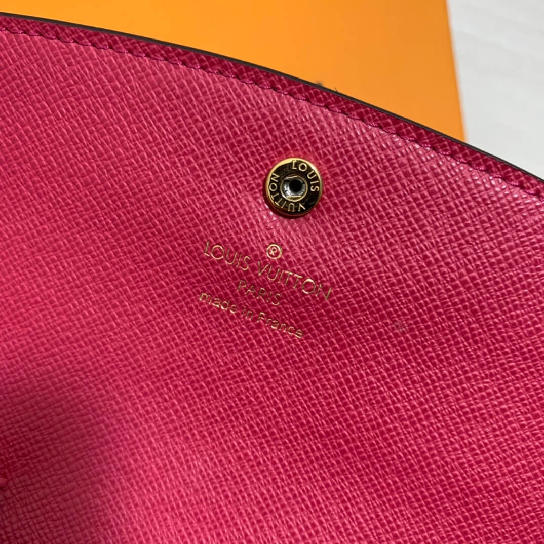 louis vuitton lv m61289 emilie wallet monogram canvas rose red