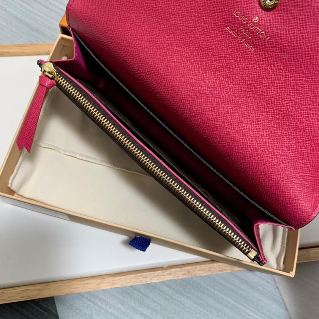 louis vuitton lv m61289 emilie wallet monogram canvas rose red