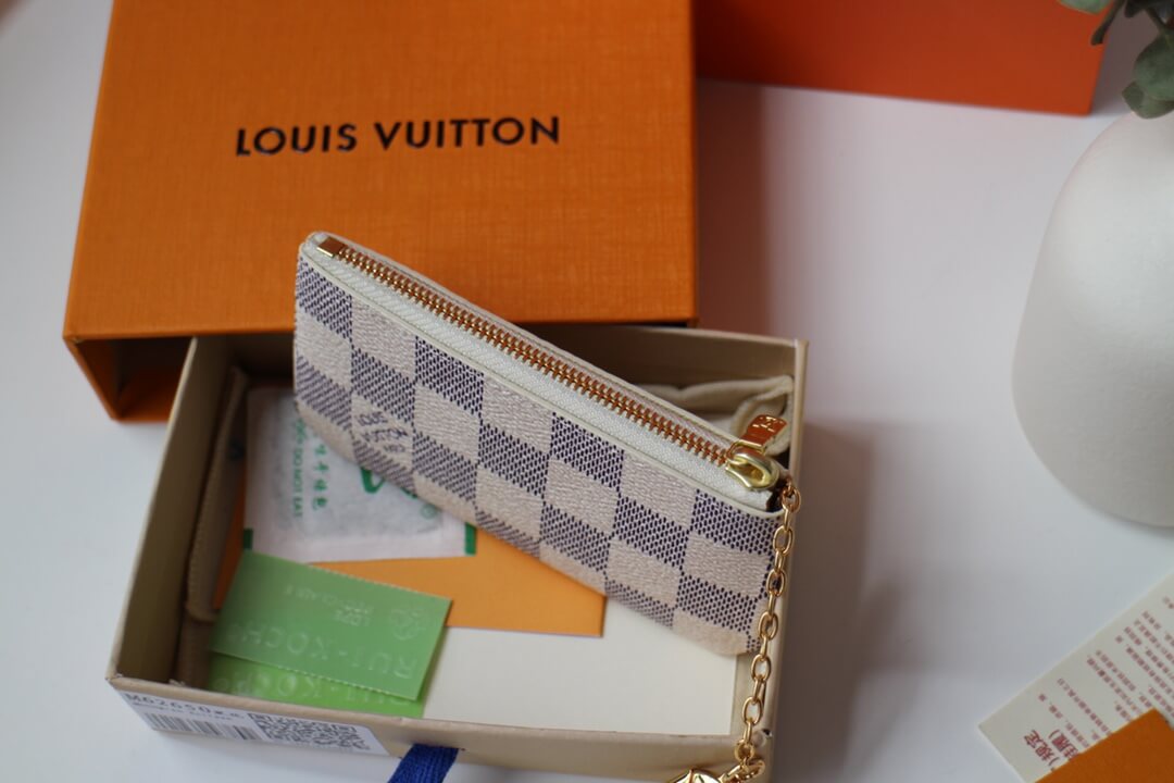 m62650 key pouch wallet damier white free shipping