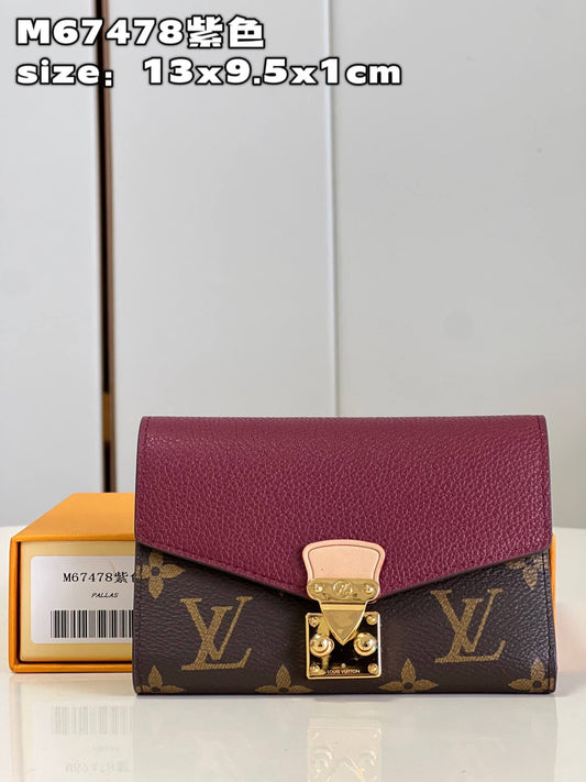 m67478 portefeuil palace compact monogram brown purple womens wallet free shipping